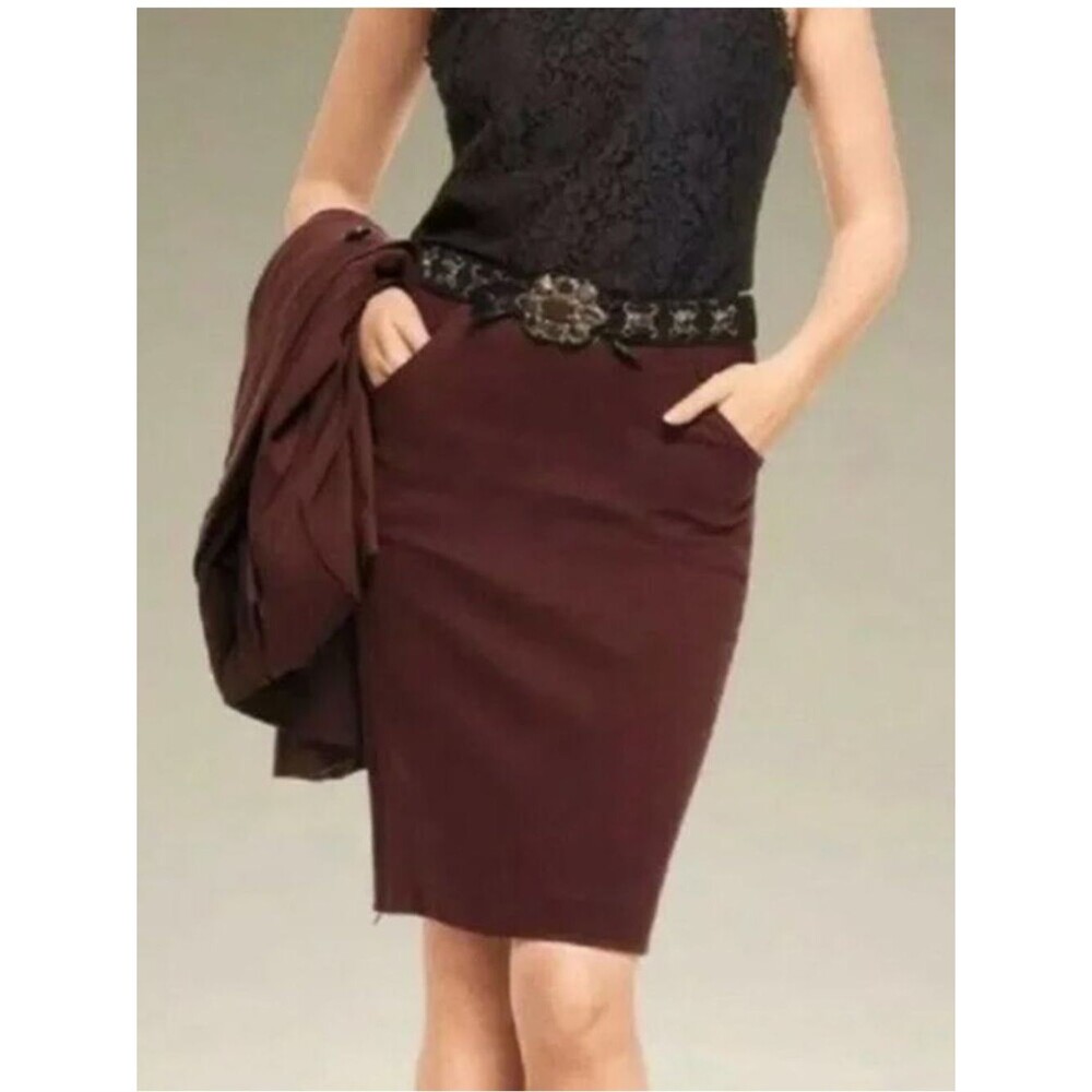 CAbi Boss Ponte Pencil Skirt with Zipper Side Slits Size 10 Style # 3582 Office